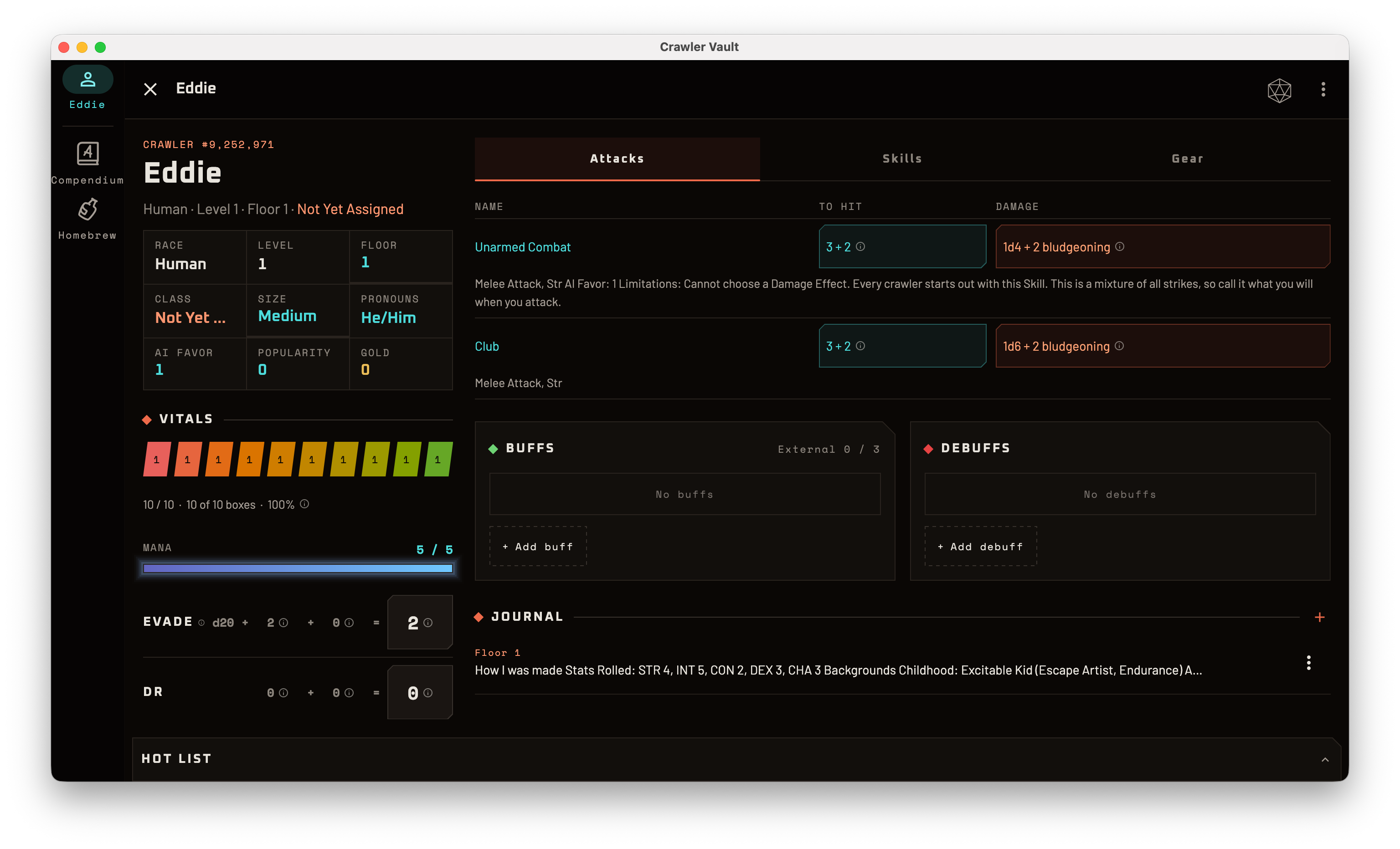 The attacks and skills panes side by side on a tablet.