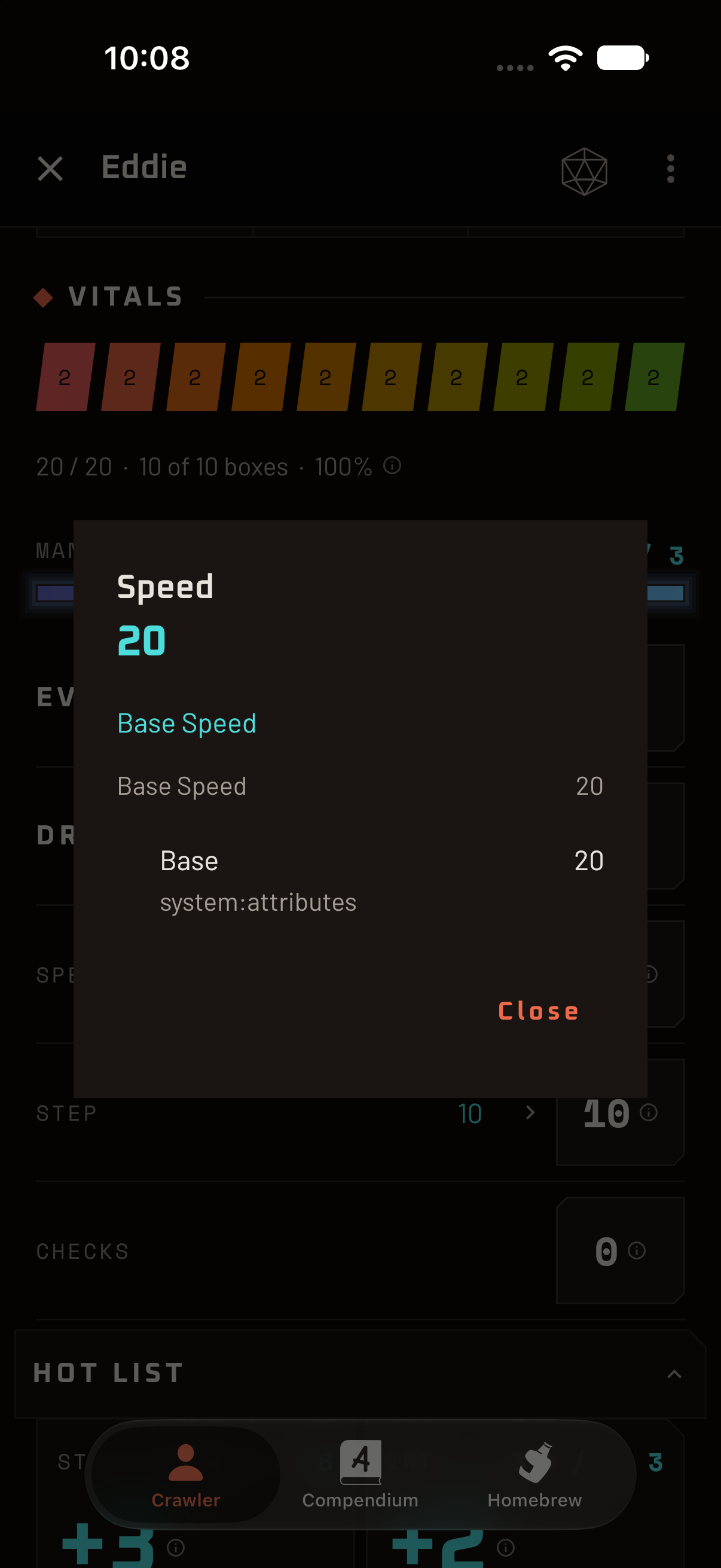 A dialog explaining how Speed was calculated.